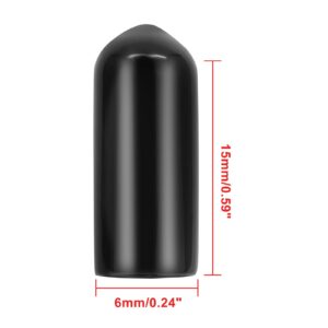 Bonsicoky 24 Pcs Round Rubber End Caps, 1/4" (6mm) ID Vinyl Flexible Screw Thread Protectors, Black Bolt End Caps for Metal Tubing Rod Bolt