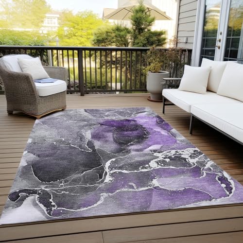 Addison Rugs Chantille ACN503 Purple 8' x 10 Indoor Outdoor Area Rug, Stain Resistant, Machine Washable, Non Shedding, Bedroom, Living Room, Dining Room, Kitchen Rug