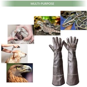 FIPASEN Waterproof Animal Handling Gloves Bite Proof, 60cm/ 23.6In Bite Resistant Gloves for Bathing, Grooming, Handling Cat Dog Rat Snake Lizard Falcon Reptile, Reinforced Leather Protection Gloves