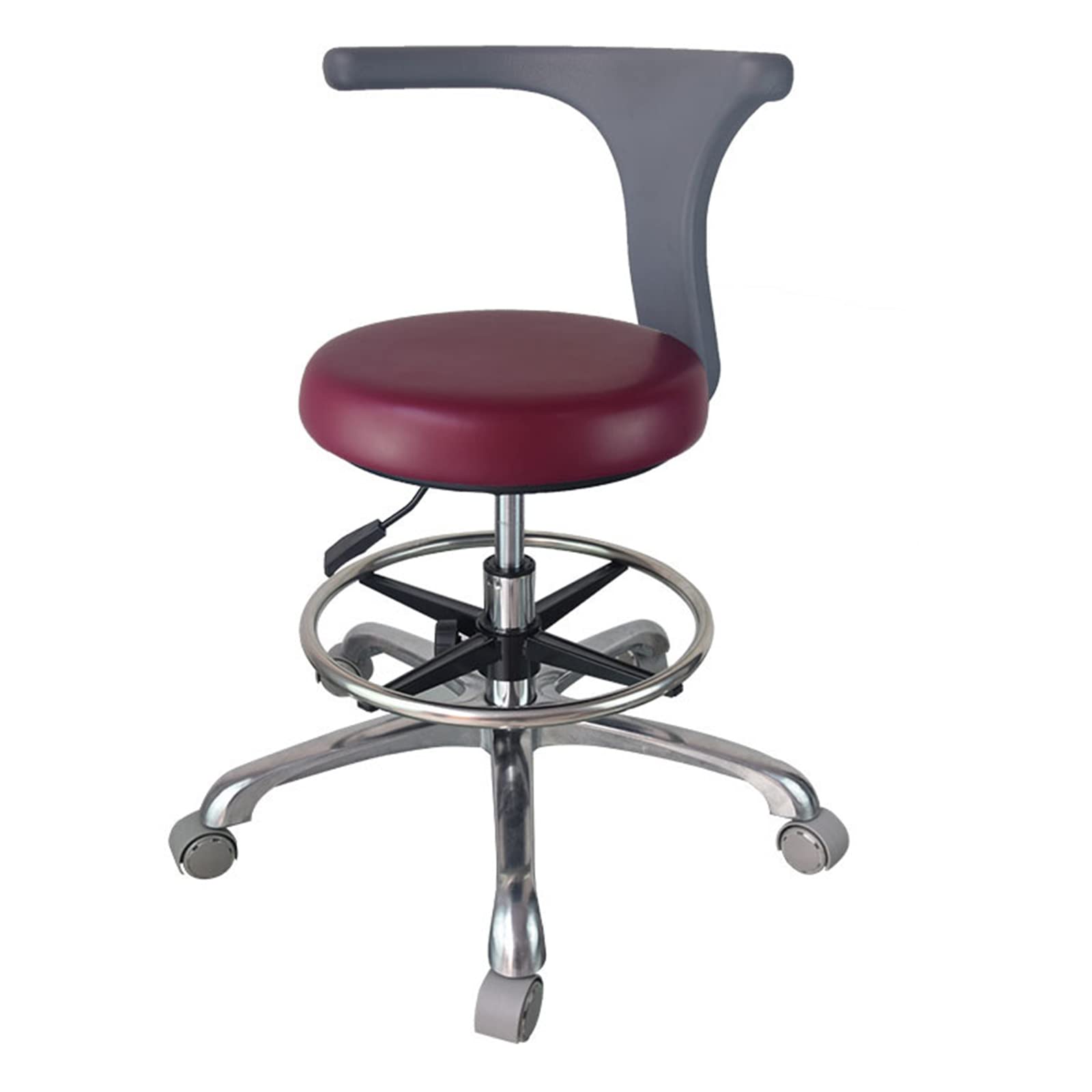 SFKLYU Medical Dentist's Chair Dental Stool with Backrest with 360 Rotating Lift Chair PU Leather Height Adjustable to 49-60Cm,A2