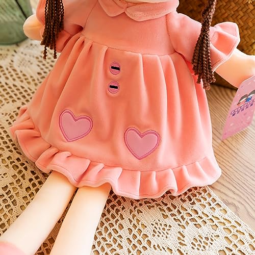 SMY LINUUE Cute Princess Plush Toy Stuffed Plush Doll Soft Throw Pillow 17.5 Inch,Gift Girl Cute Plush Birthday Gift Party Cartoon Plush Toy Decoration for Kids and Girls (Pink)