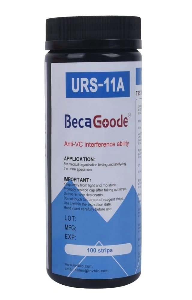 BecaGoode 11-in-1 Rapid Urine-Test Strips 11 Parameters for Ketosis, pH, Protein, UTI and More in Your Body-100 Count