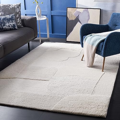 SAFAVIEH Manhattan Collection Area Rug - 3' x 5', Ivory & Beige, Handmade Modern Wool, Ideal for High Traffic Areas in Living Room, Bedroom, Dining (MAN577A-3)