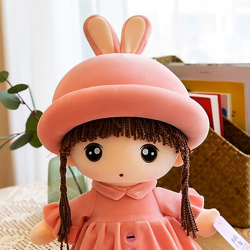 SMY LINUUE Cute Princess Plush Toy Stuffed Plush Doll Soft Throw Pillow 17.5 Inch,Gift Girl Cute Plush Birthday Gift Party Cartoon Plush Toy Decoration for Kids and Girls (Pink)