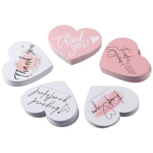 dohobby 150PCS Thank You for Your Support Business Cards Greeting Cards Heart Shaped Thanks Cards For Online Retails Gift