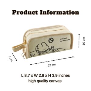 Sotzac Canvas Cartoon Pencil Case Large Capacity Pen Pouch Cosmetics Bag Double Zippers ([new season] Rabbit-Study)