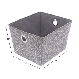 Home Basics Non Woven Large Open Cube Storage Bin Tapered Sides | Folds Down for Easy Storage | Grommet Metal Dual Handles | Graphic Print Design