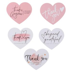 dohobby 150PCS Thank You for Your Support Business Cards Greeting Cards Heart Shaped Thanks Cards For Online Retails Gift