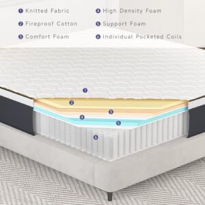 Z-hom Queen Mattress, 10 Inch Upgrade Cooling Memory Foam Mattress in a Box, Sturdy Memory Foam Mattress, Base Foam with Removable Cover, Medium Firm Fiberglass-Free, Grey