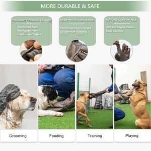 FIPASEN Waterproof Animal Handling Gloves Bite Proof, 60cm/ 23.6In Bite Resistant Gloves for Bathing, Grooming, Handling Cat Dog Rat Snake Lizard Falcon Reptile, Reinforced Leather Protection Gloves