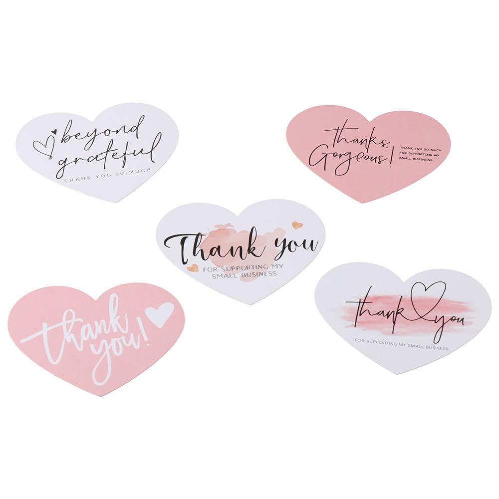 dohobby 150PCS Thank You for Your Support Business Cards Greeting Cards Heart Shaped Thanks Cards For Online Retails Gift