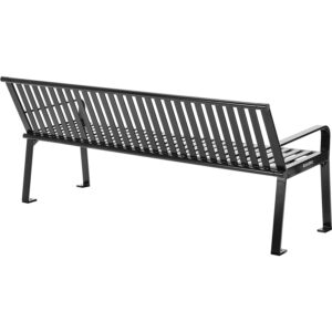 Global Industrial 6 ft. Outdoor Park Bench with Back, Vertical Steel Slat, Black, Unassembled