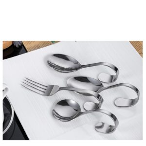 Stainless Steel Bent Handle Spoon Buffet Western Food Seafood Sushi Vertical Spoon Fork