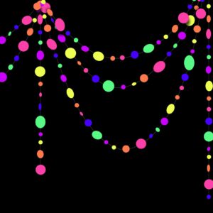 108feet UV Round Paper Garland Glow in The Dark Party Supplies neon Streamers for neon Party Decorations UV Reactive Glow in The Dark Paper Banner String Lights for Wedding Glow Party Accessories