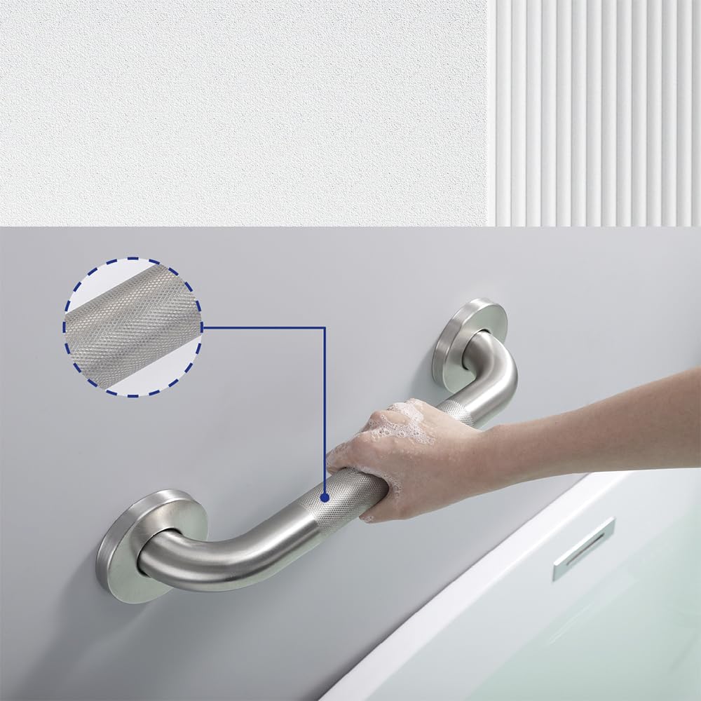 Jakarda Textured Handicap Grab Bar for Shower, Shower Handles for Elderly, Shower Grab Bars for Seniors with Concealed Screws (Brushed Nickel)