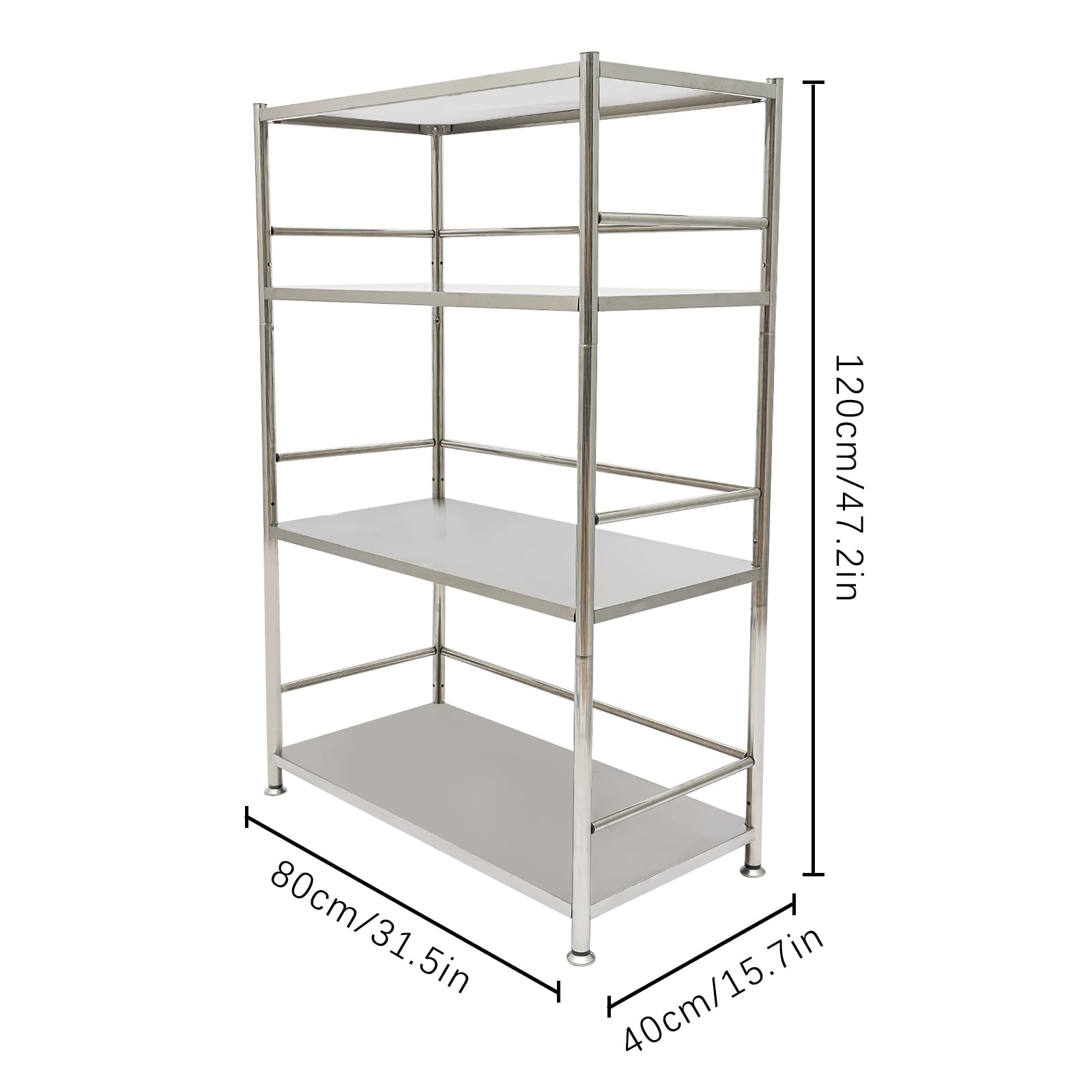 4 Tier Metal Storage Shelves Stainless Steel Storage Racks and Shelving Heavy Duty Metal Shelf Storage Organizer Rack for Kitchen, Garage, Home, Office, Garden