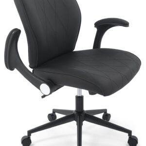 CHAIRMAN Premium Faux Leather Padded Mid-Back Adjustable-Height/Tilt, Swivel Office Computer Desk Chair with Flip-up Arms, Ergo Design for Sedentariness, Black