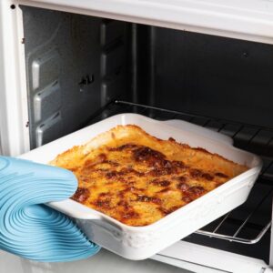 Sweejar Casserole Dishes for Oven, Ceramic Bakeware Set of 4, Rectangular Baking Dish with Handles, Lasagna Pans for Cooking, Gratin, Roasting, Banquet and Daily Use (Kiln-Change White)