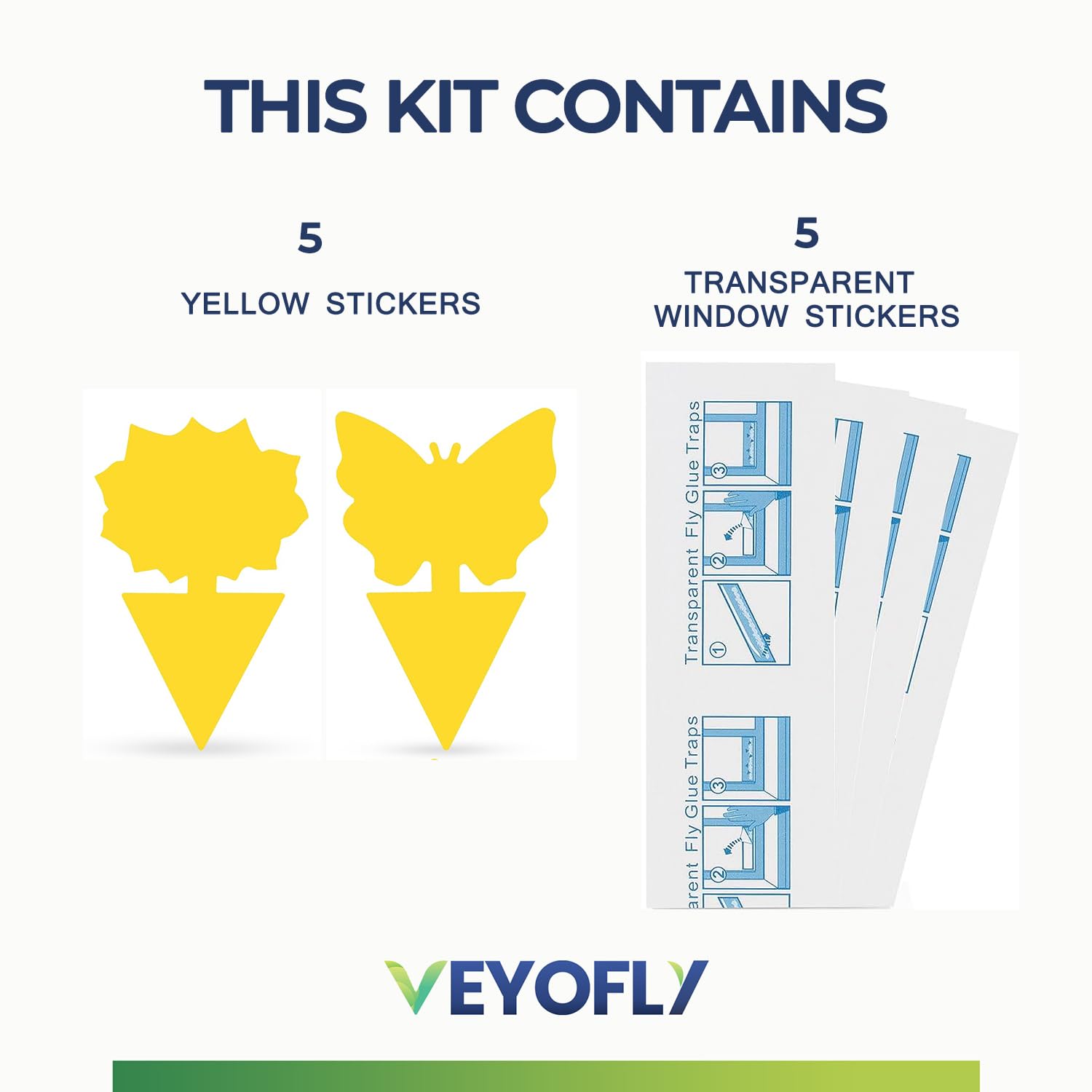 Veyofly Sticky Traps for Plants and Windows, Bundle with 5 Yellow Sticky Traps for Gnats & 5 Window Fly Traps -Gnat Trap, Bug Sticky Traps, Fungus Gnat Trap, Fly Strips, Fly Tape- Pack of 10​