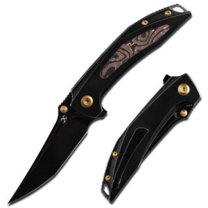 kansept baku pocket folding knives for men edc camping folding knife 3.2'' cpm-s35vn material women folding knives with titanium copper carbon fiber handle everyday carry k1056a1