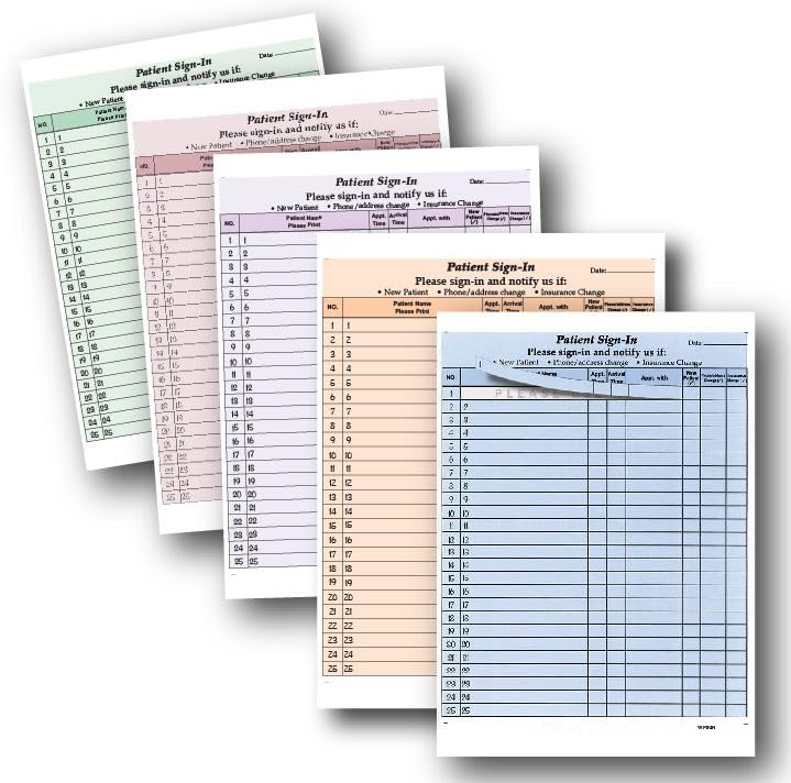 Stockchecks Patient Sign-in Label Sheets, Blue 125 Sheets Carbonless Forms, Hipaa Compliant