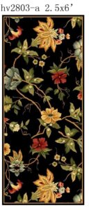 safavieh chelsea collection accent rug - 2' x 3', black, handmade french country wool, floral design, ideal for living room, bedroom, dining room (hk311a-23)