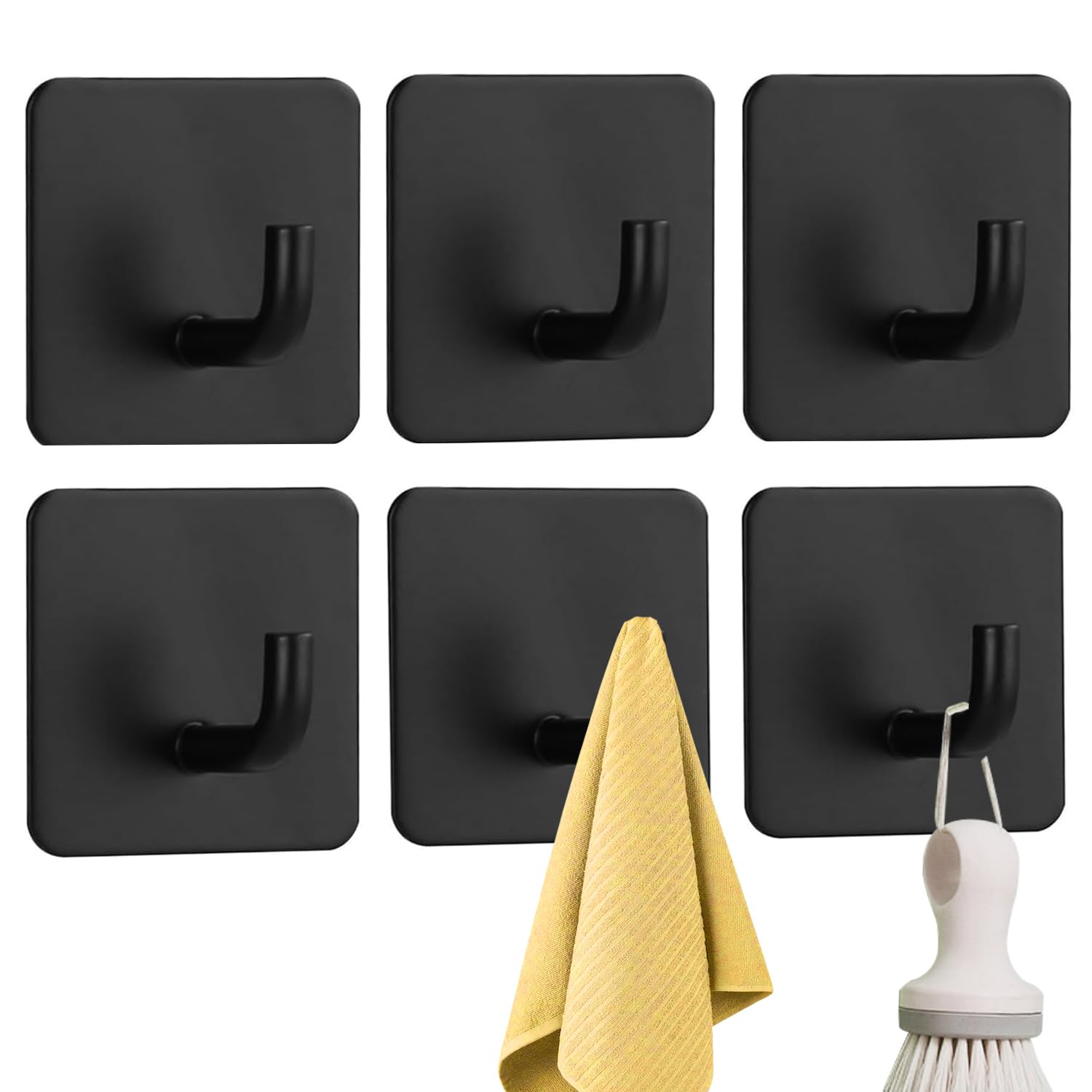 Aobanto Adhesive Wall Hooks 3 Heavy Duty m Hooks for Hanging Towel Hook Shower Door Hooks for Bathroom Kitchen Towel Holder Robe Hange(Black)