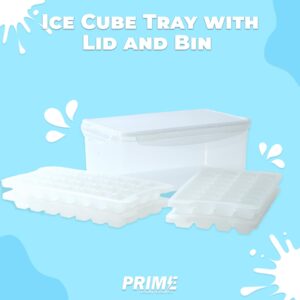 Prime Home Direct Ice Cube Tray with Lid and Bin | 112 pcs | 4 Silicone Ice Cube Trays for Freezer | Ice Trays for Freezer | Ice Tray, Ice Molds, Ice Cube Maker, Ice Bin for Freezer & Ice Cube Molds