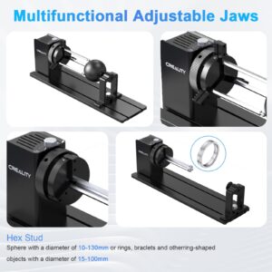 Creality Laser Rotary Roller, Y-axis Rotary Chuck for Most Laser Engravers, Rotary Kit Pro with 3 in 1 Jaw and Module Suitable for Engraving Cylindrical Objects,Wine Glass, Tumbler, Ring,Ball and etc