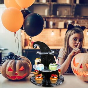 Zopeal 3 Tier Halloween Cupcake Stand The Nightmare Cardboard Cake Stand Tower Halloween Pumpkin Bat Scary Party Cupcake Serving Tray Dessert Tower for Halloween Carnival Party Decoration Supplies