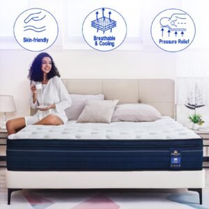 King Mattress,14 Inch Gel Memory Foam Hybrid Mattress in a Box,Motion Isolation Individually Wrapped Pocket Coils,Pressure Relief,Back Pain Relief,Breathable,Non-Fiberglass King Size Mattress