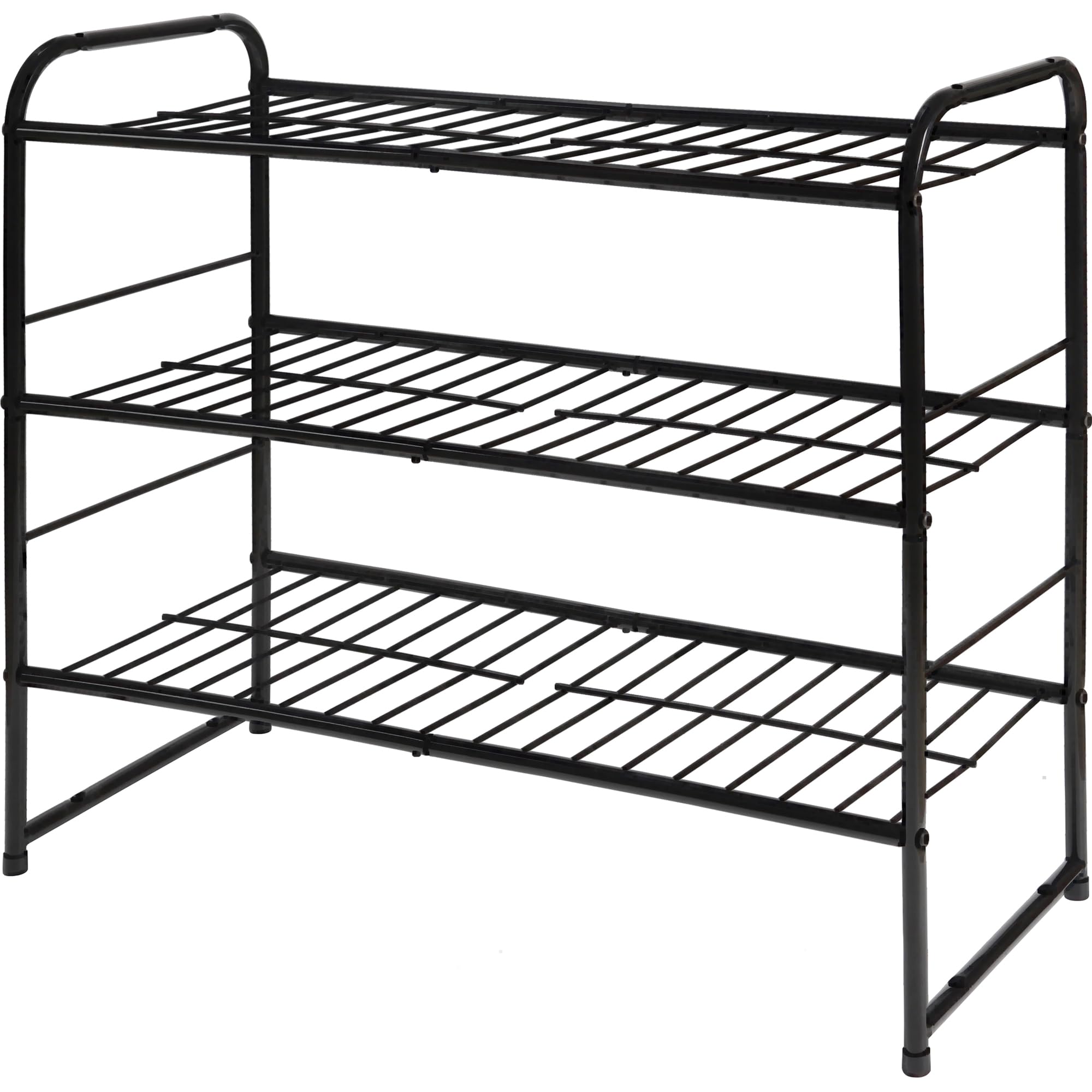 REGILLER 3-Tier Stackable Shoe Rack, Expandable & Adjustable Shoe Organizer Storage Shelf, High Capacity, Wire Grid, Black