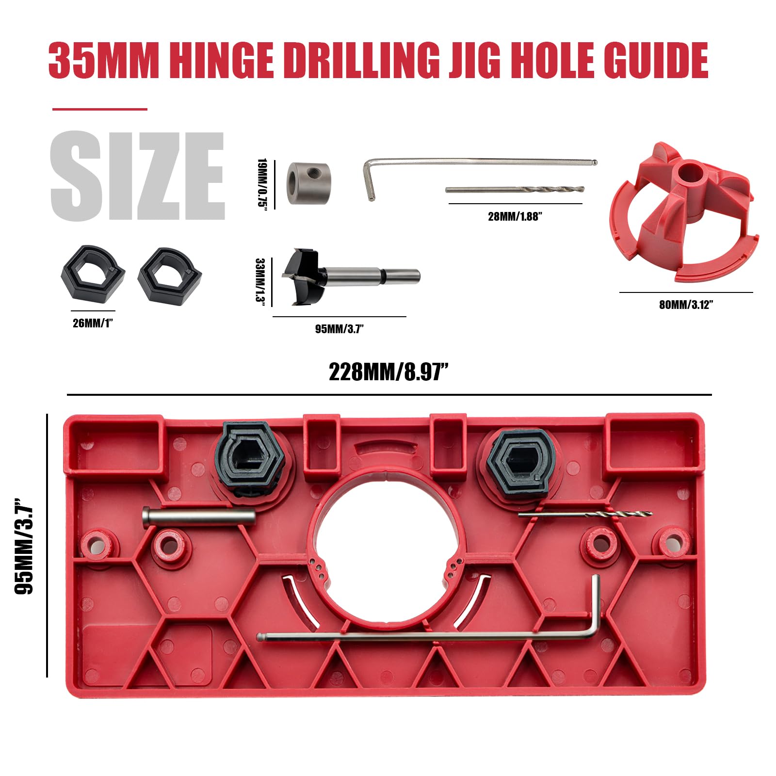 Vigtayue 35mm Hinge Drilling Jig Hole Guide Woodworking Tools, Concealed Hinge Jig for Kitchen Cabinet Doors Hinge