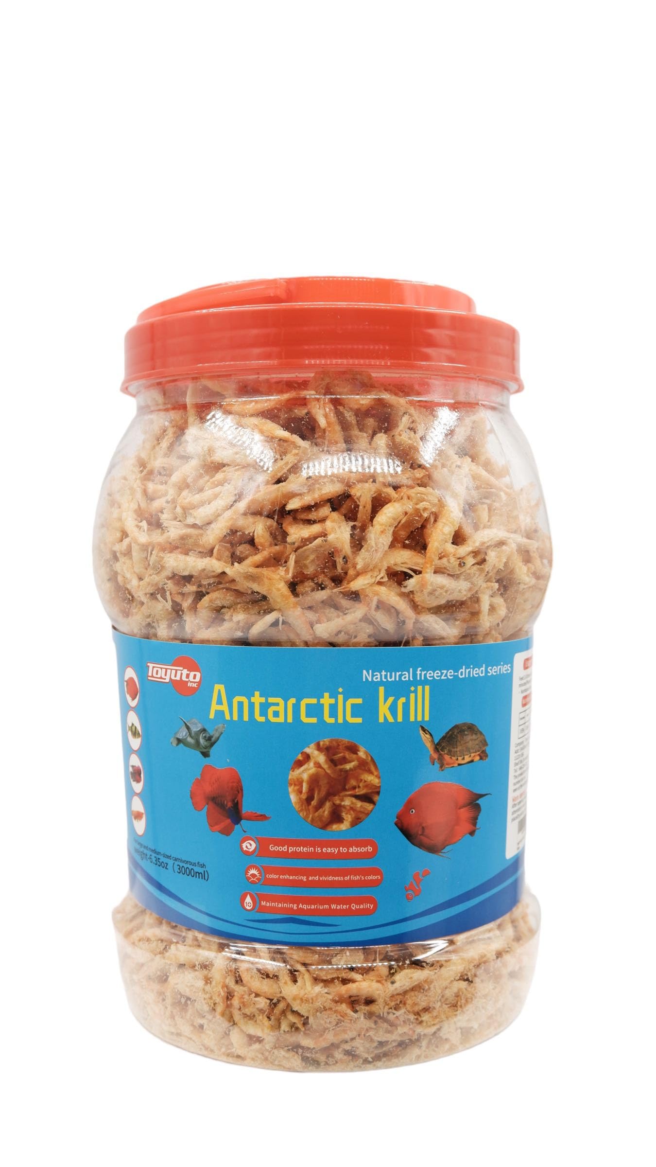 toyuto Premium Freeze-Dried Krill & Shrimp Mix Ideal for Arowana, Koi, Tropical Cichlids, and Turtles High Protein Floating Aquarium Food (1000ml)