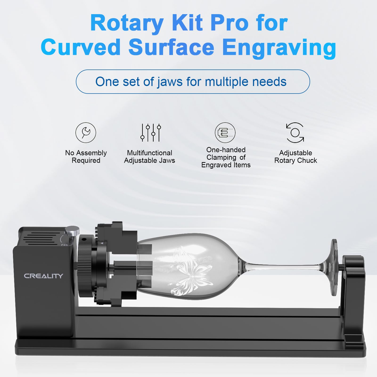 Creality Laser Rotary Roller, Y-axis Rotary Chuck for Most Laser Engravers, Rotary Kit Pro with 3 in 1 Jaw and Module Suitable for Engraving Cylindrical Objects,Wine Glass, Tumbler, Ring,Ball and etc