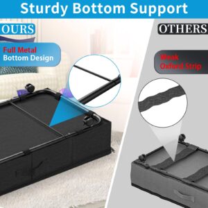 boailydi Under Bed Storage with Wheels & Lid, 2PCS Underbed Storage Container, 29.5 x 15.7 x 8.7 in Tall, Blankets Clothes Comforters Shoe Storage Bag Drawers, Rolling Zippered Organizer Bin -Black