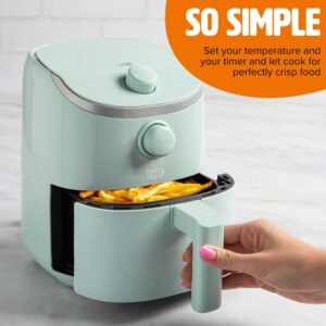 Tasty Personal Air Fryer, Healthier Meals in Minutes, Adjustable Temp Control up to 400°F, Easy-to-Use Design, Nonstick Basket and Tray Made without PFAS, PFOA, PFOS & PTFE, 900 Watts, 2-Quart, Aqua