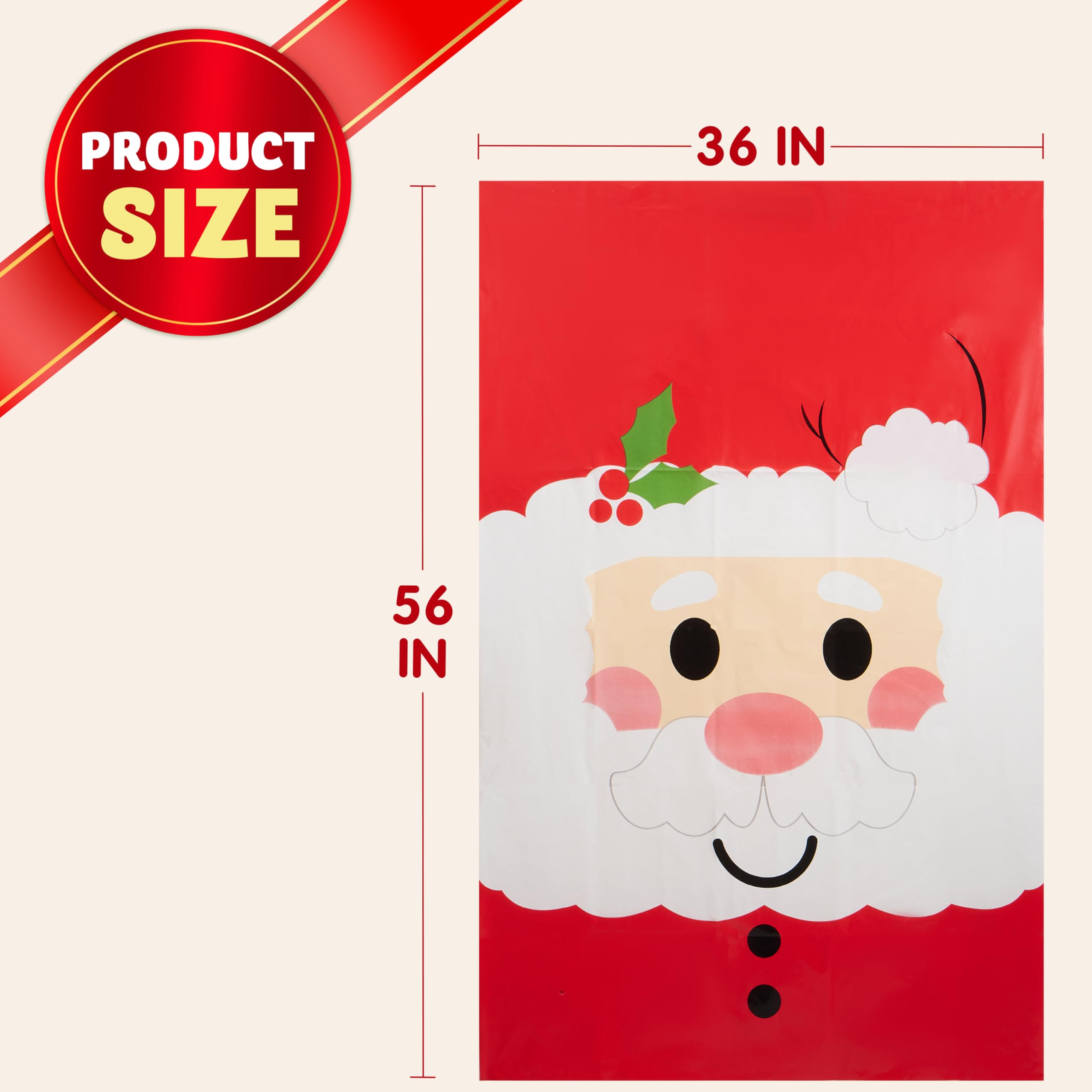 JOYIN Jumbo Christmas Santa Gift Bag Plastic Xmas Gift Wrapping Bag 56”x36” for Gift Giving, Holiday Presents, Giant Gifts Decorations, Festive Surprises