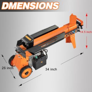 PROYAMA Log Splitter 6.5 Ton, Wood Splitter Electric Powered 15Amp, with Hydraulic Ram, Electric Firewood Splitting Machine, Horizontal