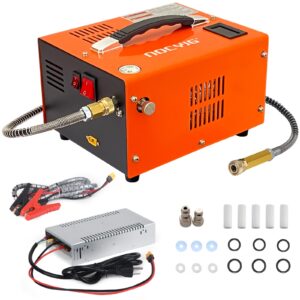 ndcyjg pcp air compressor 4500psi portable pcp compressor, 12v dc/110v ac pcp airgun compressor manual-stop, w/external power adapter, built-in fan, suitable for paintball, air rifle, scuba bottle