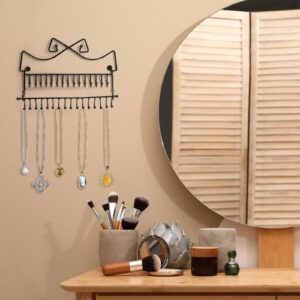 Hedume Set of 2 Jewelry Organizer, Wall Mounted Black Metal Necklace Holder with 20 Fixed Hooks and 20 Removable Hooks, Jewelry Display Storage Rack for Necklaces and Bracelets