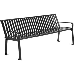 global industrial 6 ft. outdoor park bench with back, vertical steel slat, black, unassembled