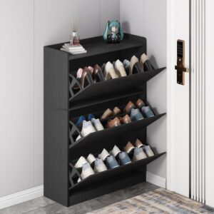 FRIZIONE 18 Pair Shoe Storage Cabinet with 3 Flip Drawers, Hidden Shoe Rack Organizer for Entryway, Tall Shoe Rack Shelf for Front Door Entrance, Closet