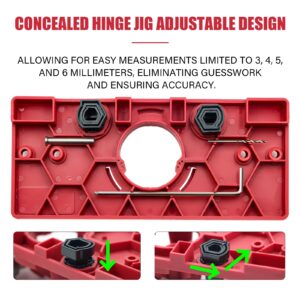 Vigtayue 35mm Hinge Drilling Jig Hole Guide Woodworking Tools, Concealed Hinge Jig for Kitchen Cabinet Doors Hinge