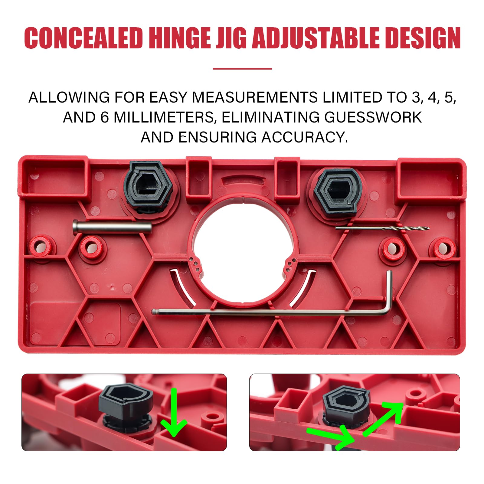 Vigtayue 35mm Hinge Drilling Jig Hole Guide Woodworking Tools, Concealed Hinge Jig for Kitchen Cabinet Doors Hinge