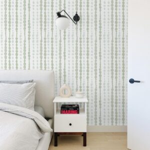 Naphite Green and White Peel and Stick Wallpaper Boho Contact Paper for Cabinets Striped Wallpaper for Bedroom Self Adhesive Removable Wallpaper Modern Dot Wallpaper Nursery Kids Wall Decor17.3 X78.7