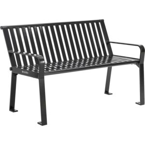 global industrial 4 ft. outdoor park bench with back, vertical steel slat, black, unassembled