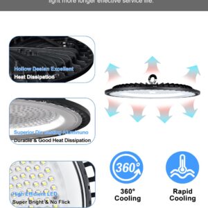 ONLYLUX UFO LED High Bay Light LED Shop Lights 200W 30000LM 100-277V 5000K IP65 High Bay LED Lighting with Plug for Garage Gym Factory Warehouse-2Pack