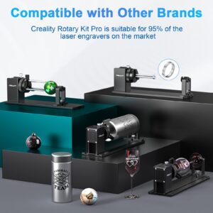 Creality Laser Rotary Roller, Y-axis Rotary Chuck for Most Laser Engravers, Rotary Kit Pro with 3 in 1 Jaw and Module Suitable for Engraving Cylindrical Objects,Wine Glass, Tumbler, Ring,Ball and etc