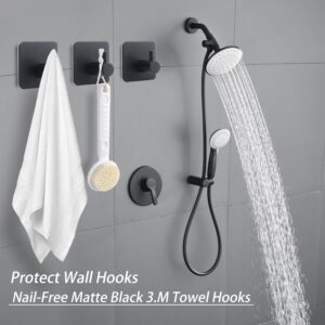 Aobanto Adhesive Wall Hooks 3 Heavy Duty m Hooks for Hanging Towel Hook Shower Door Hooks for Bathroom Kitchen Towel Holder Robe Hange(Black)